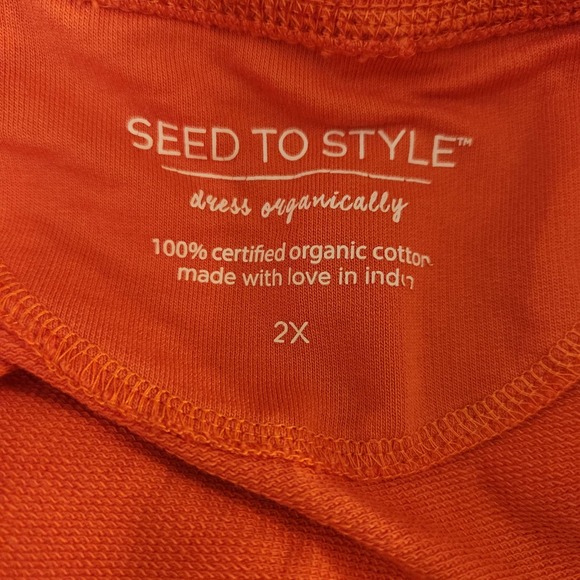 Seed to Style Organically made Orange Sweatshirt size 2X - Picture 8 of 10